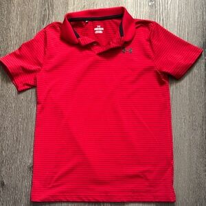 Under Armour Kids Red and black striped Polo